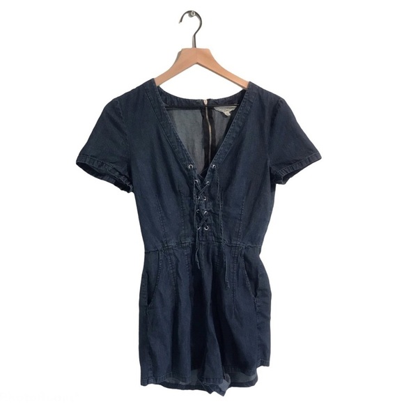 EUC Anthropologie Love Tree LA Denim Romper - Picture 1 of 9